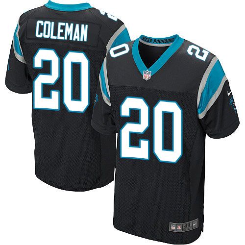 Nike Panthers #20 Kurt Coleman Black Team Color Men's Stitched NFL Elite Jersey - Click Image to Close
